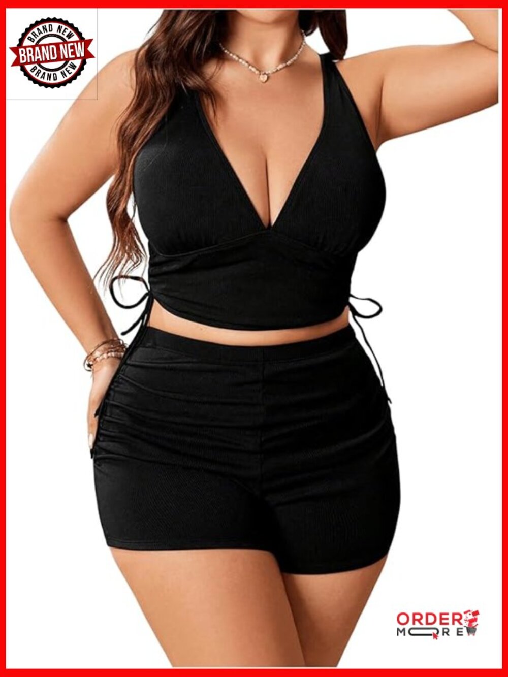 Plus Size High Waisted Bikini Set Criss Cross Swim